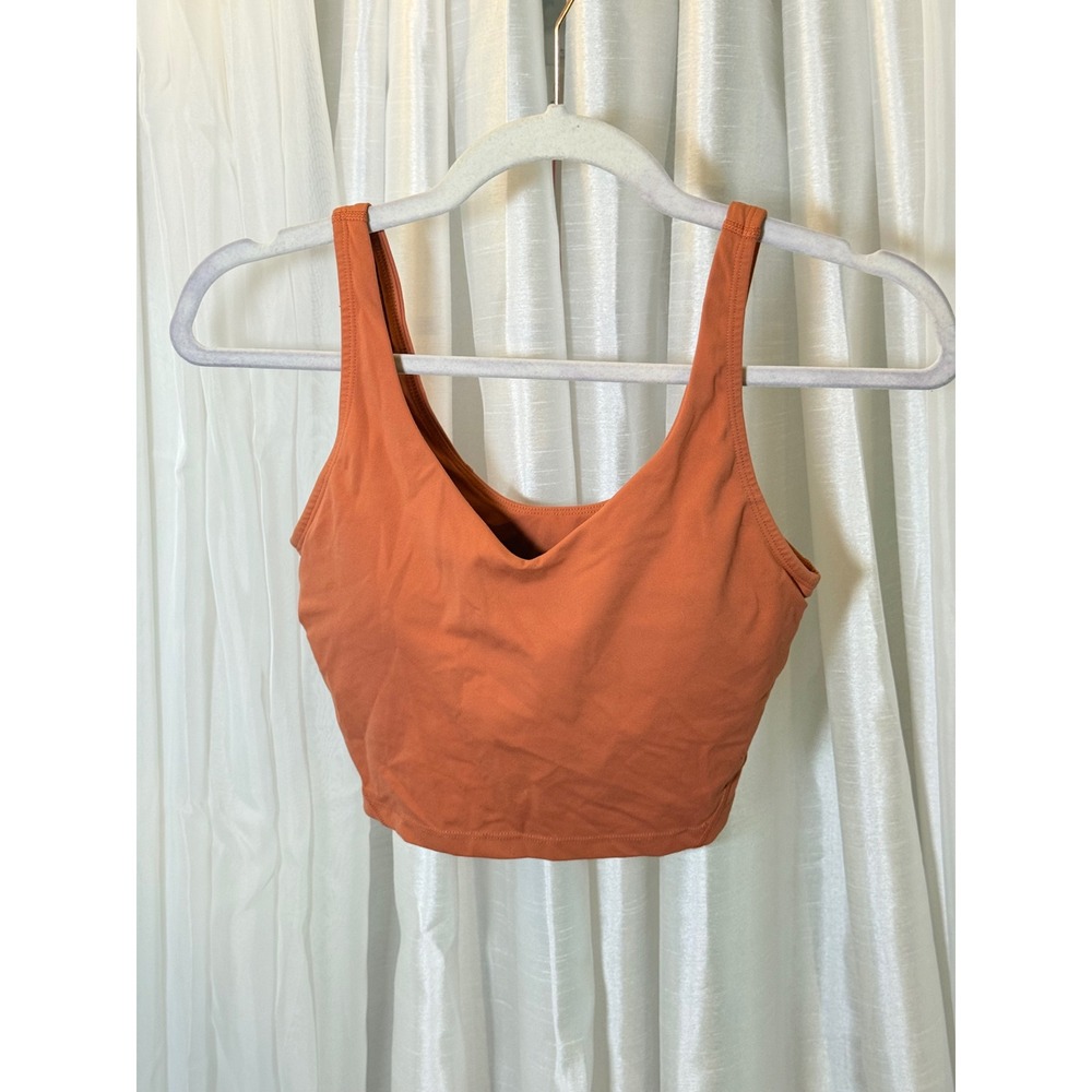 Lululemon Align Tank Top Womens 6 Orange Rust Nulu Built-in Bra Yoga Crop